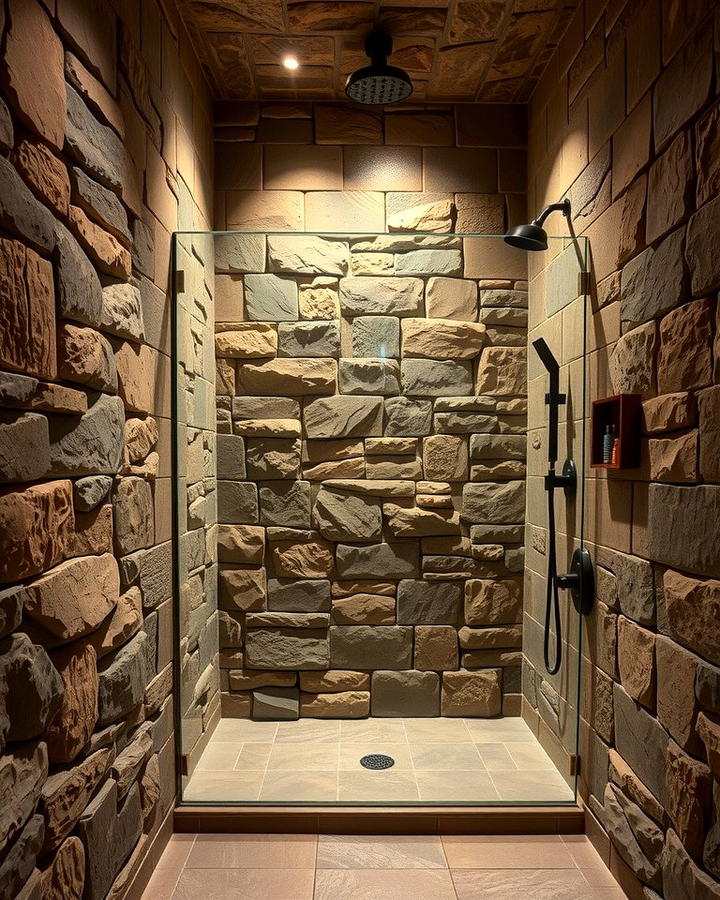 Stone Clad Walls for Natural Appeal - 25 Rustic Walk-in Shower Ideas