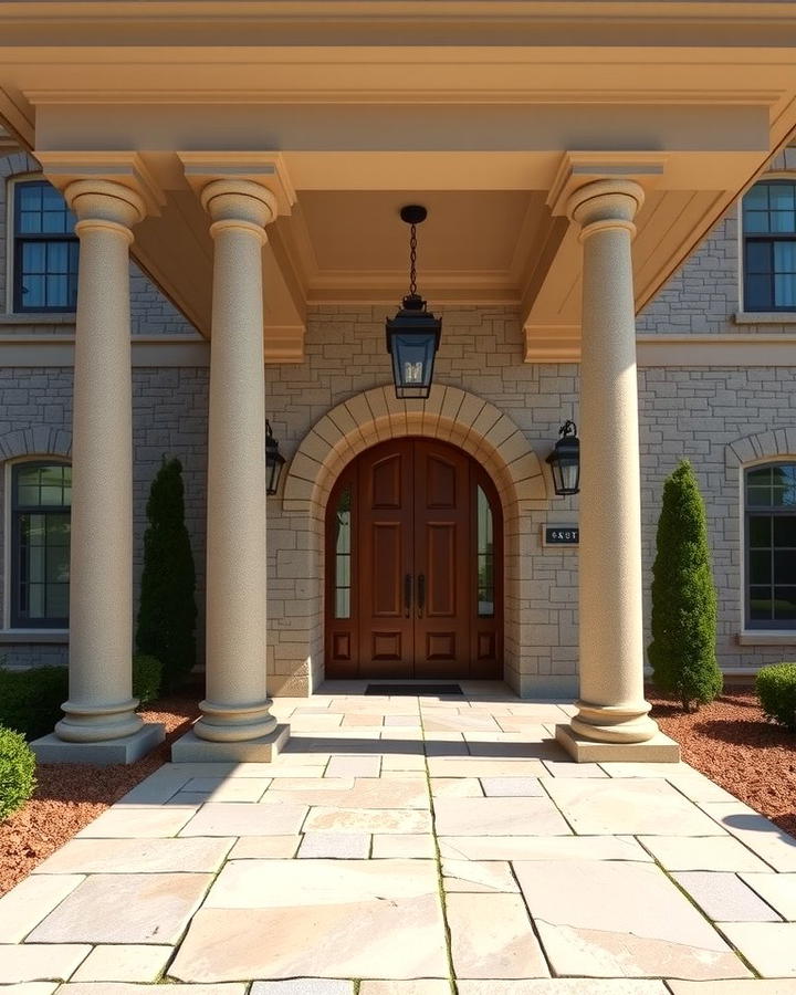 Stone Columns for a Grand Entrance - 25 Stone Exterior Home Ideas