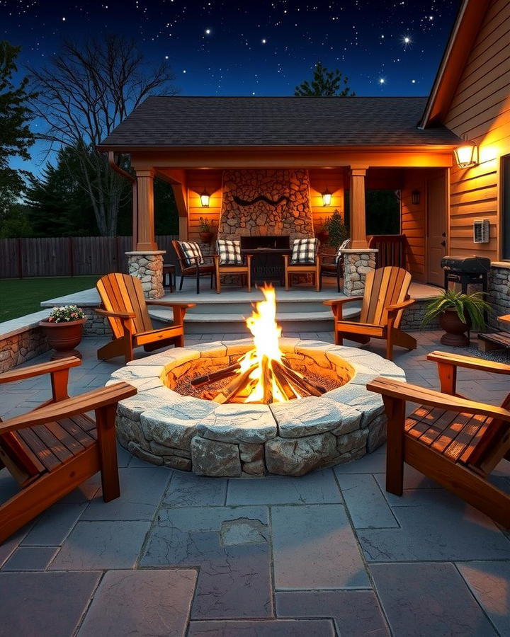 Stone Fire Pit - 30 Farmhouse Patio Ideas