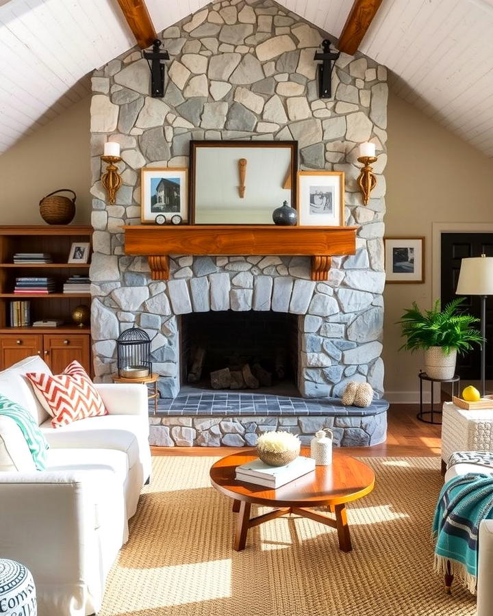 Stone Fireplaces as a Focal Point - 25 Modern Cape Cod House Ideas