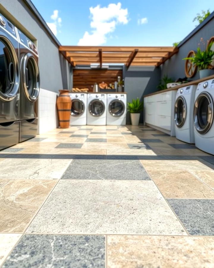 Stone Flooring for Durability - 25 Outdoor Laundry Area Design Ideas