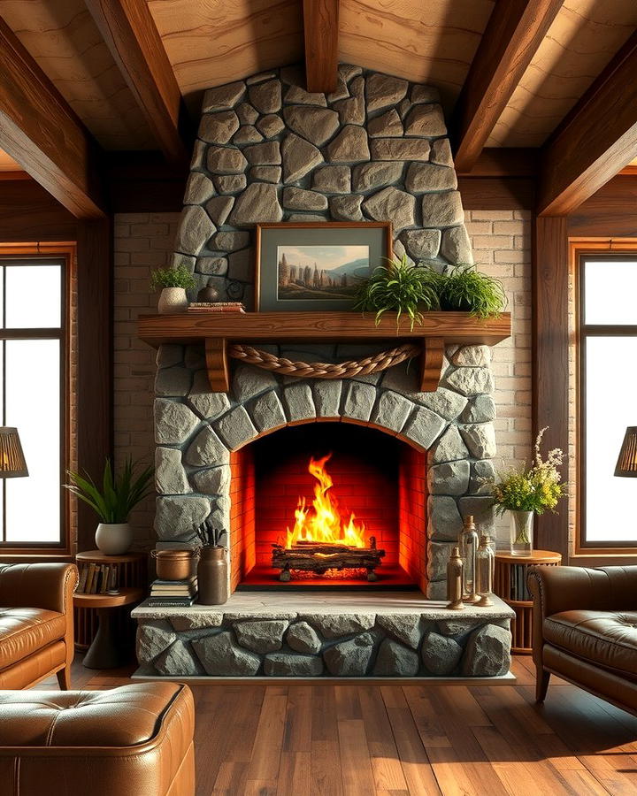 Stone Hearth Masterpiece - 25 Rustic Fireplaces