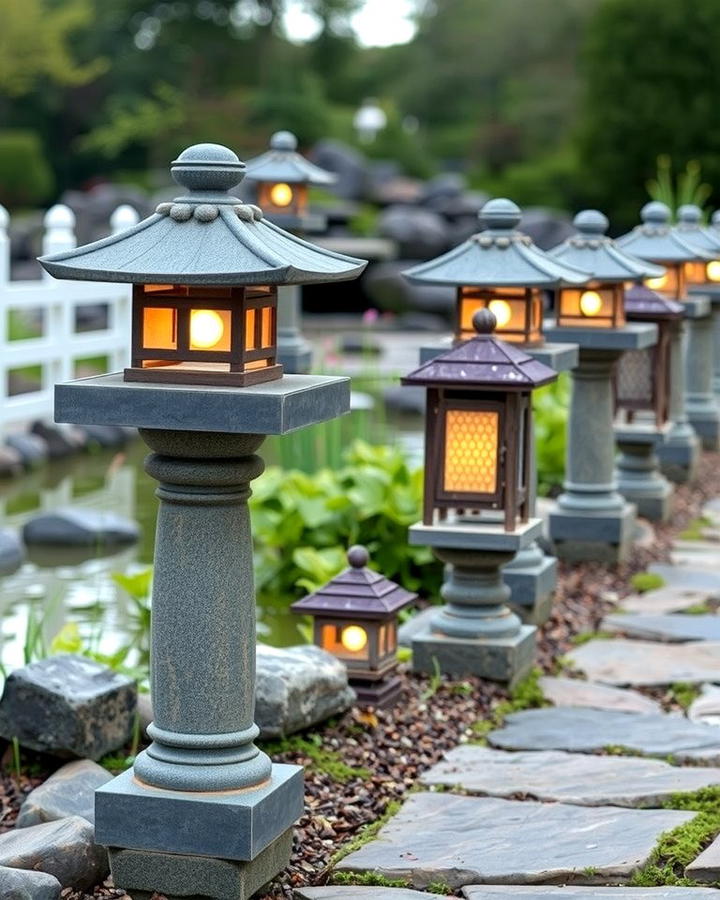 Stone Lantern Accents 2 - 30 Asian Landscaping Ideas