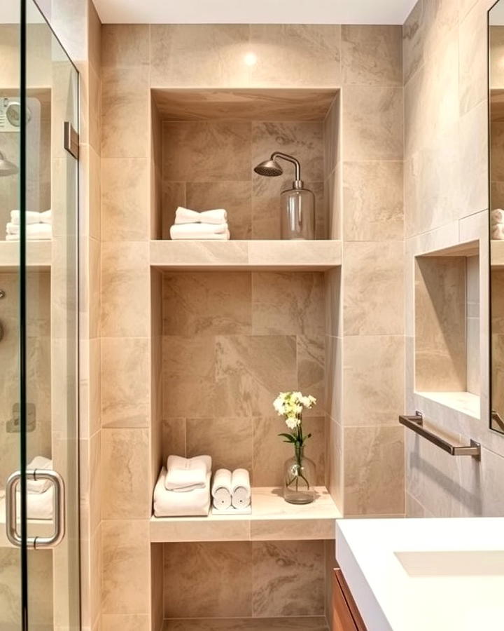 Stone Niches for Storage 2 - 25 Stone Bathroom Ideas