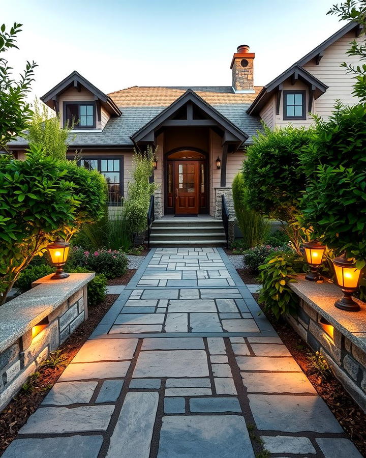 Stone Pathways Leading to a Welcoming Entrance - 25 Stone Exterior Home Ideas