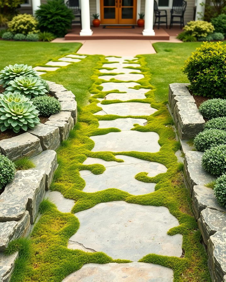 Stone Pathways with Green Accents - 30 Small Front Yard Landscaping Ideas