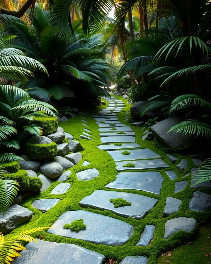 Stone Pathways with Greenery - 25 Tropical Garden Ideas