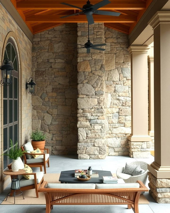 Stone Porch with Accent Walls - 25 Stone Porch Ideas