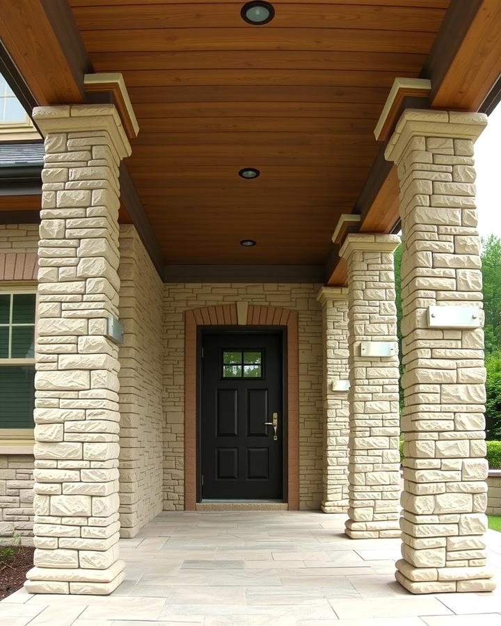 Stone Porch with Columns - 25 Stone Porch Ideas