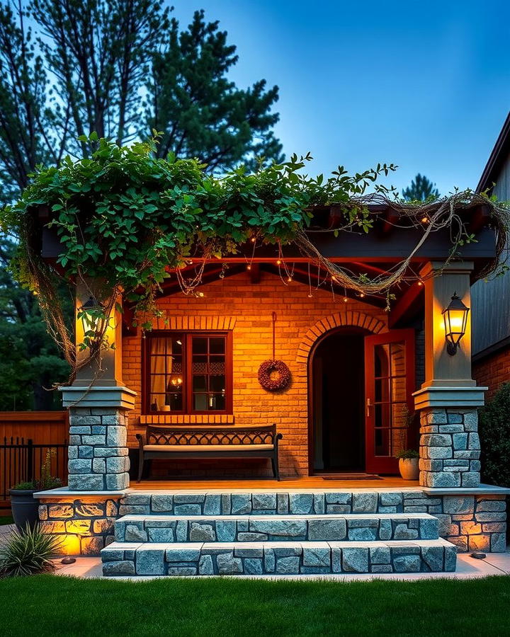 Stone Porch with Pergola - 25 Stone Porch Ideas