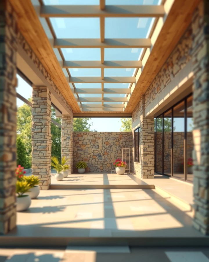 Stone Porch with Skylights - 25 Stone Porch Ideas