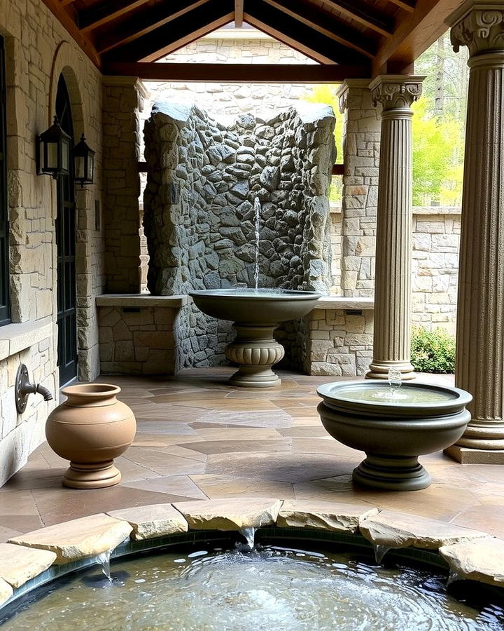 Stone Porch with Water Features - 25 Stone Porch Ideas