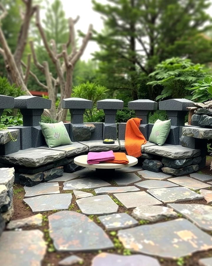 Stone Seating Areas - 25 Rock Landscaping Ideas