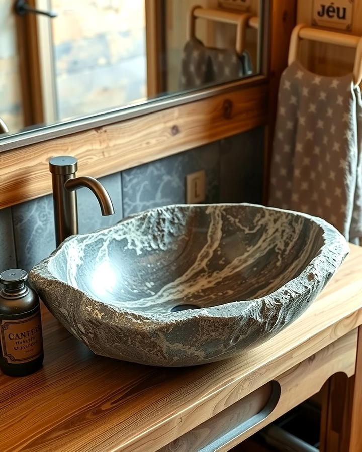 Stone Vessel Sinks - 25 Rustic Bathroom Ideas