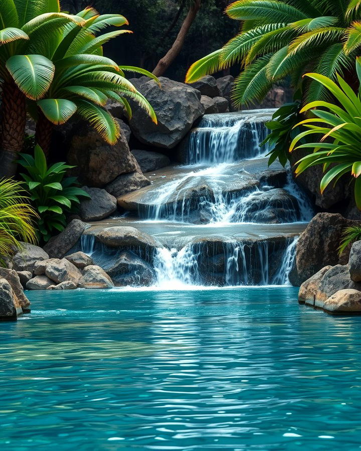 Stone Waterfalls for a Natural Touch - 25 Tropical Pool Landscaping Ideas