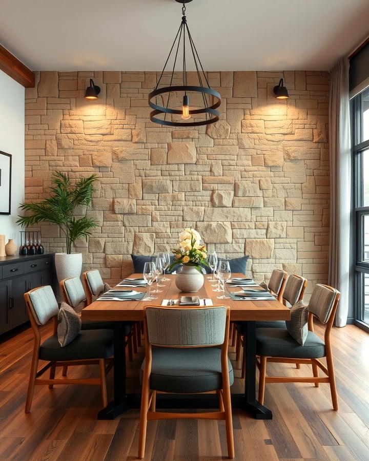 Stone or Brick Accent Walls - 30 Rustic Dining Room Ideas