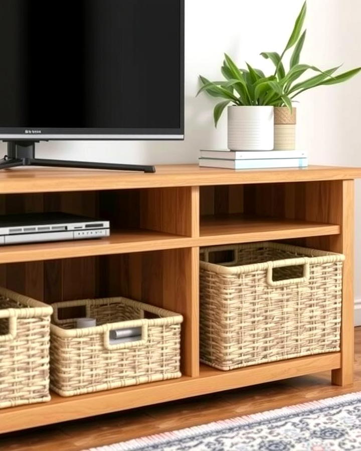 Storage Baskets - 25 Tv Console Decor Ideas