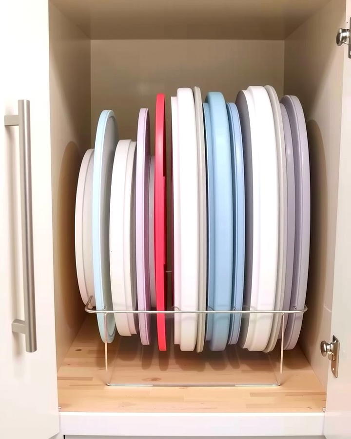 Store Lids Vertically in a File Organizer - 25 Tupperware Organization Ideas