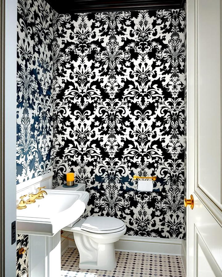 Striking Black and White Themes - 25 Powder Room Wallpaper Ideas