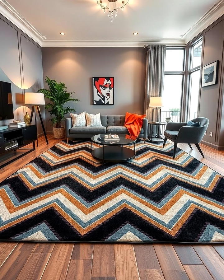 Striking Chevron Patterns - 30 Living Room Rug Ideas