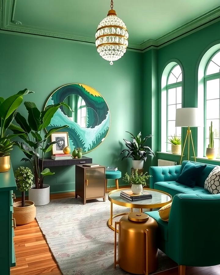 Striking Emerald Green Home Office - 25 Monochromatic Color Schemes for Rooms