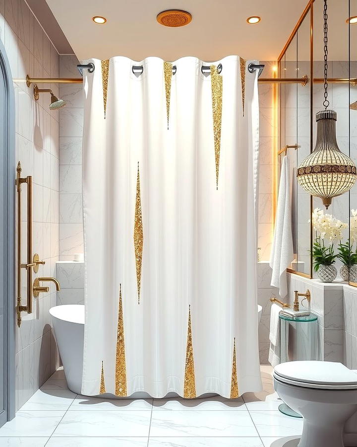 Striking Metallic Accents for Glamour - 25 Shower Curtain Ideas