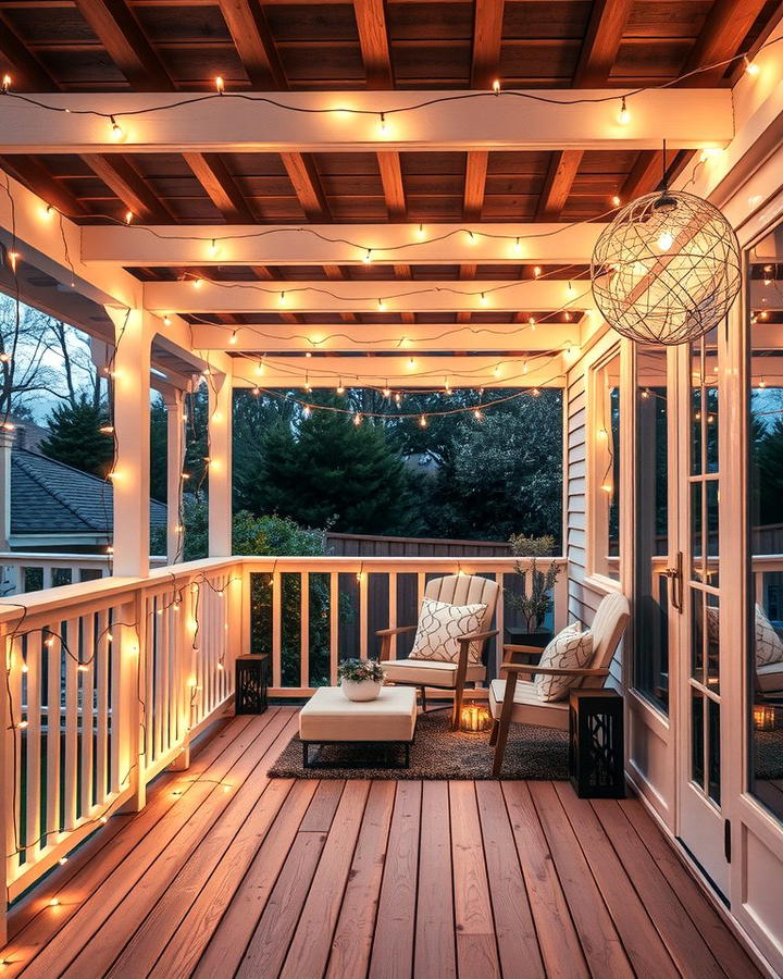 String Light Ambiance - 25 Small Deck Ideas