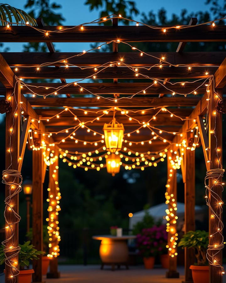 String Light Canopy - 25 Pergola Lighting Ideas