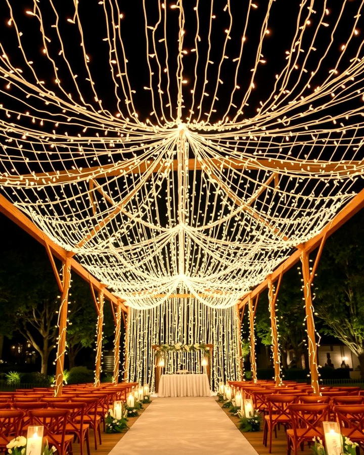 String Lights Canopy - 30 Wedding Ceremony Ideas