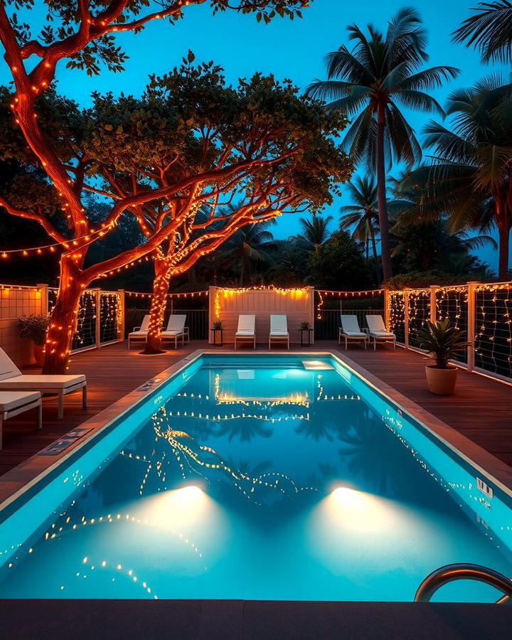 String Lights for Ambiance - 25 Pool Decor Ideas