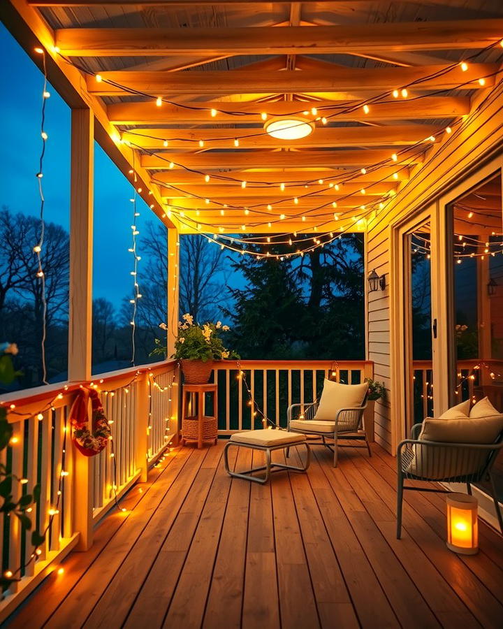 String Lights for Ambiance - 25 Small Deck Ideas