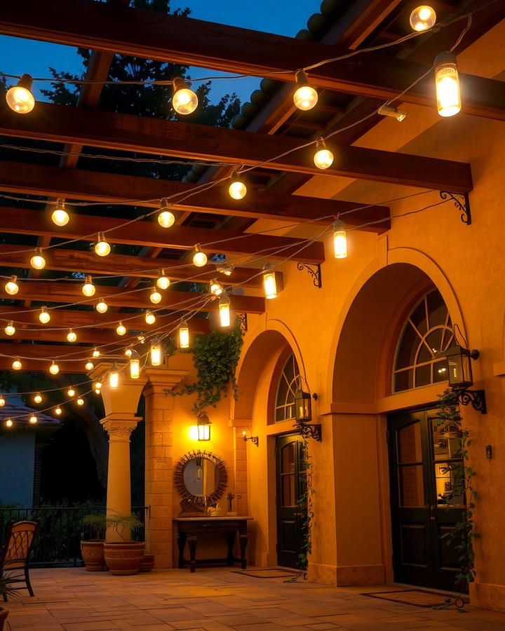 String Lights for Evening Ambiance - 25 spanish style patio ideas