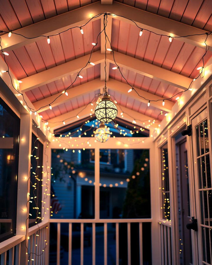 String Lights for a Magical Atmosphere - 25 Small Screened-in Porch Ideas