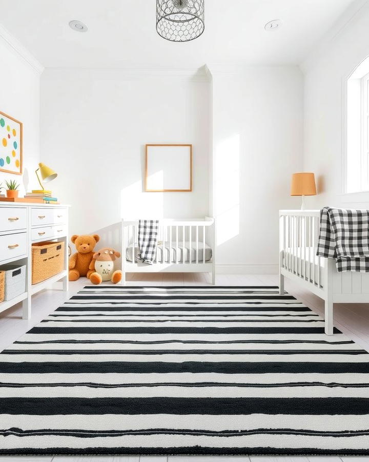 Striped Area Rug - 30 Black and White Nursery Ideas