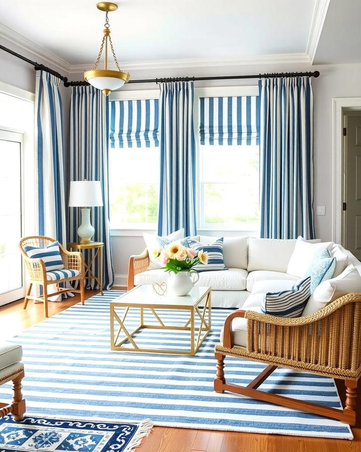 Striped Patterns - 30 Hamptons Living Room Ideas