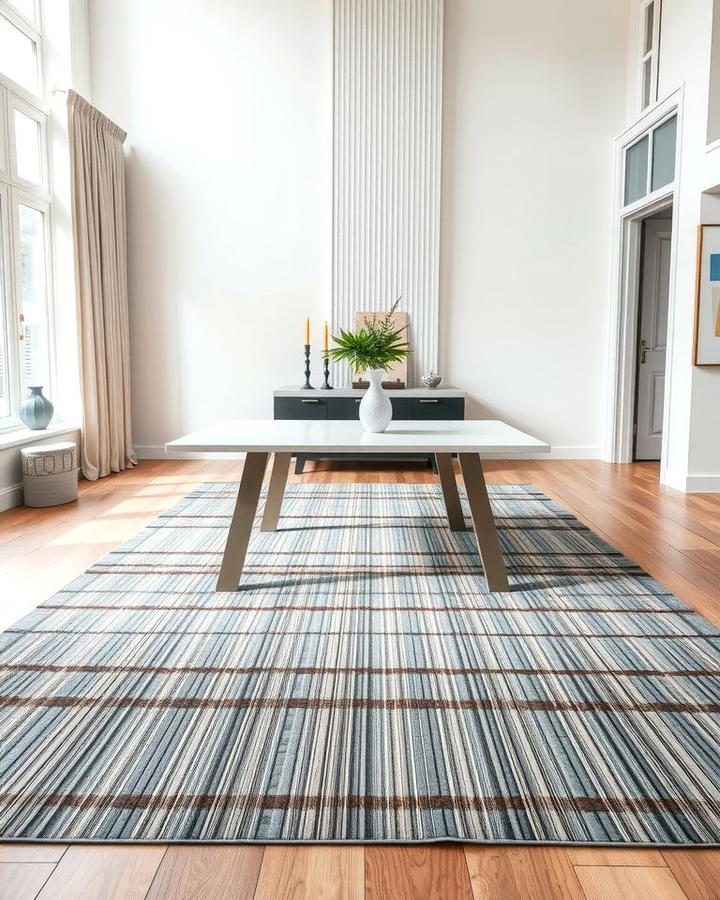 Striped Rugs to Create Visual Length - 30 Dining Room Rug Ideas