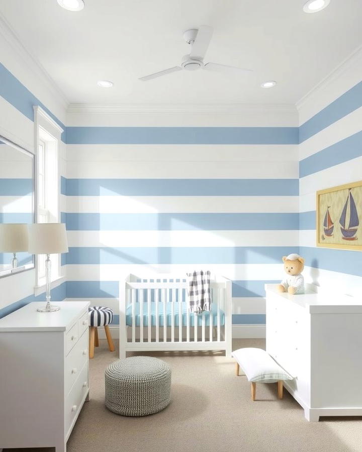 Striped Walls for a Nautical Vibe - 25 Nautical Nursery Ideas