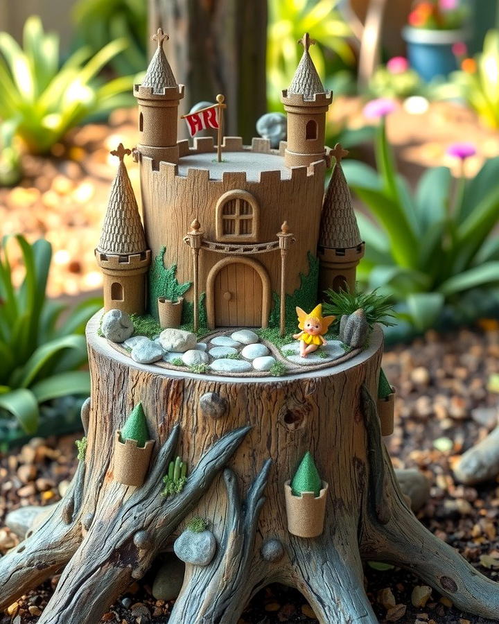 Stump Fairy Castle - 25 Tree Stump Fairy Garden Ideas