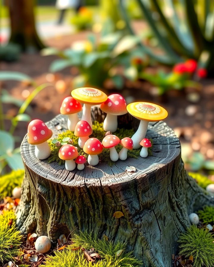 Stump with Mushroom Wonderland - 25 Tree Stump Fairy Garden Ideas