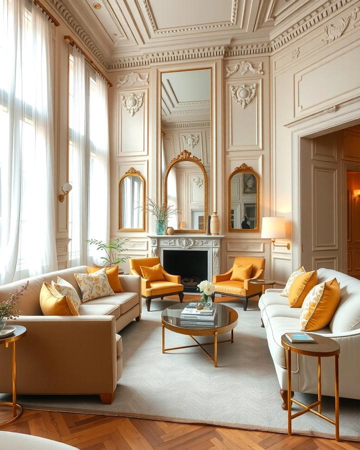 Subtle Gold Accents - 25 Parisian-style Living Room Ideas