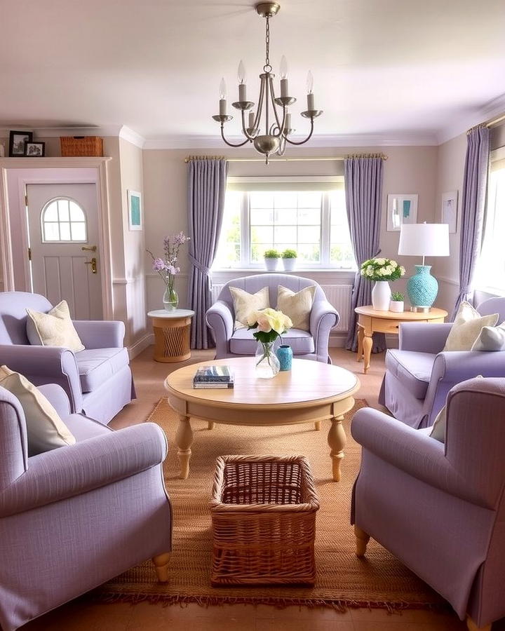 Subtle Lavender Charm - 25 Monochromatic Living Room Ideas