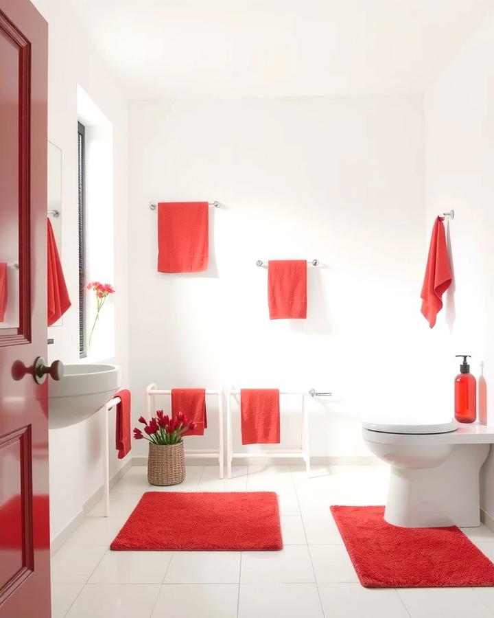 Subtle Red Accents - 25 Red Bathroom Ideas