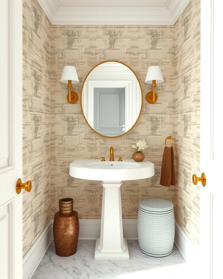 Subtle Textured Wallpaper - 25 Powder Room Wallpaper Ideas