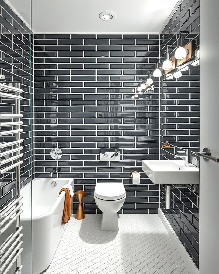 Subway Tile Elegance - 30 Black and White Bathroom Tile Ideas