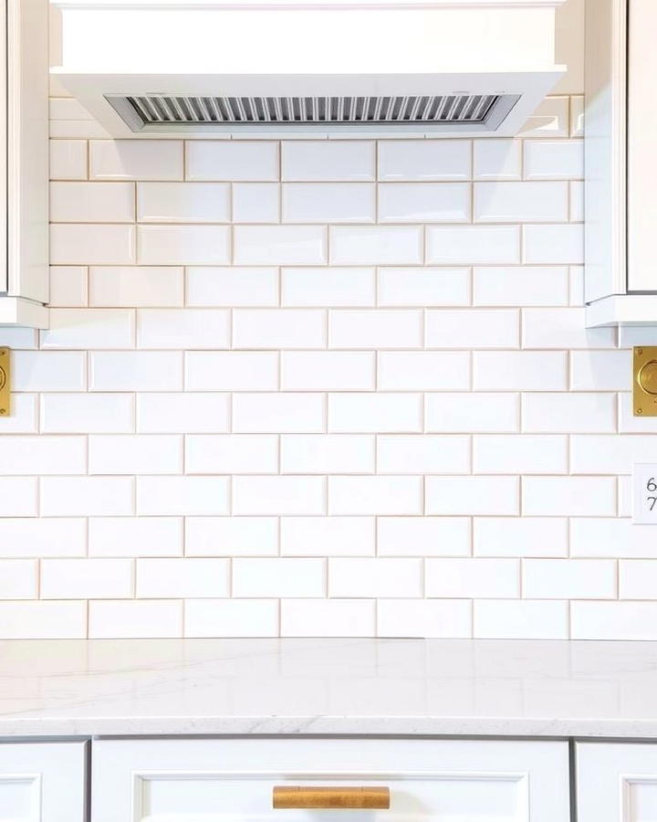 Subway Tiles with Gold Edging - 25 White and Gold Kitchen Backsplash Ideas