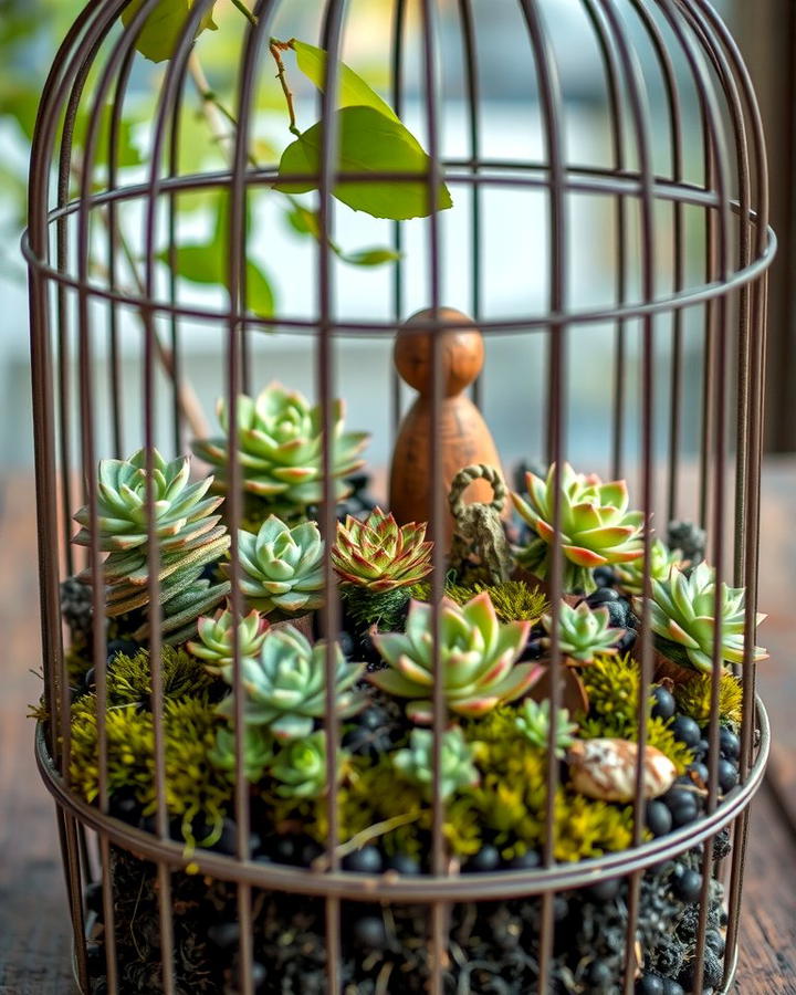 Succulent Birdcage Garden - 25 Succulent Garden Ideas