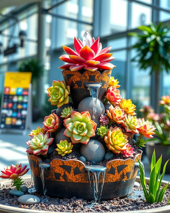 Succulent Fountain - 25 Succulent Garden Ideas