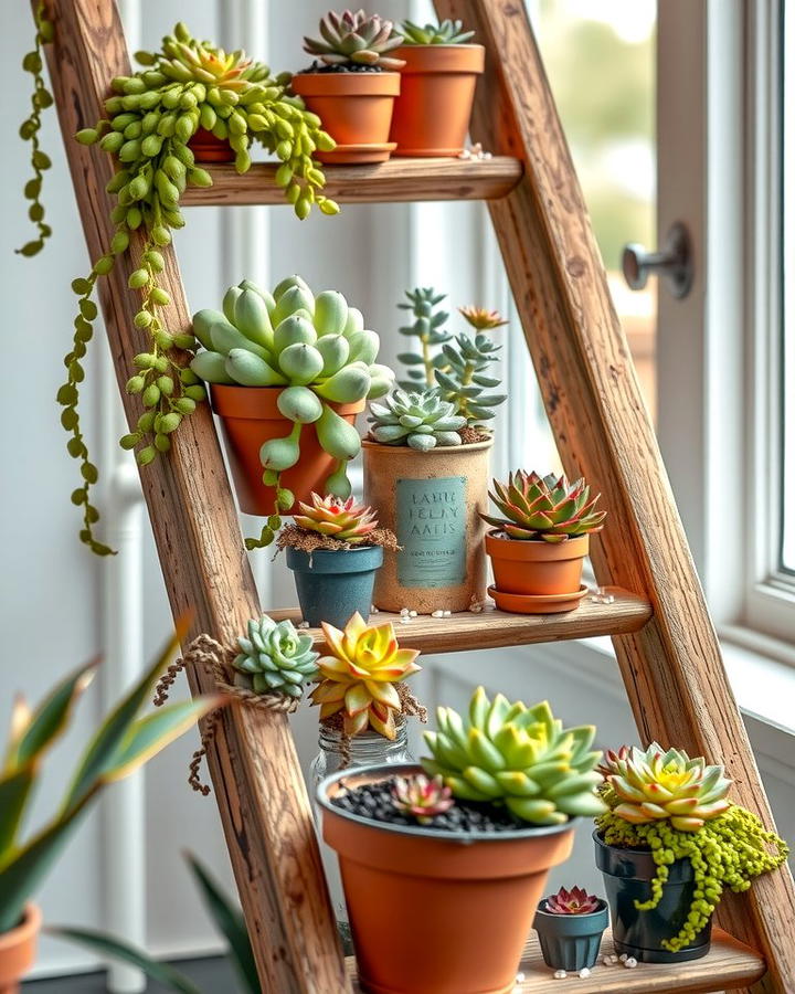 Succulent Ladder Garden - 25 Succulent Garden Ideas