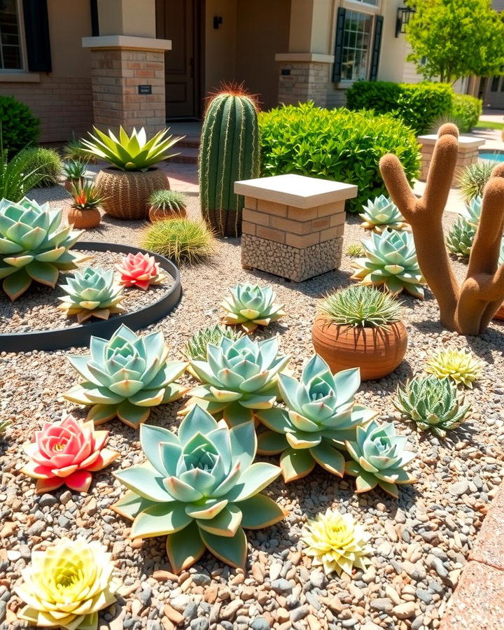 Succulent and Cactus Flower Beds - 30 Front Yard Flower Bed Ideas