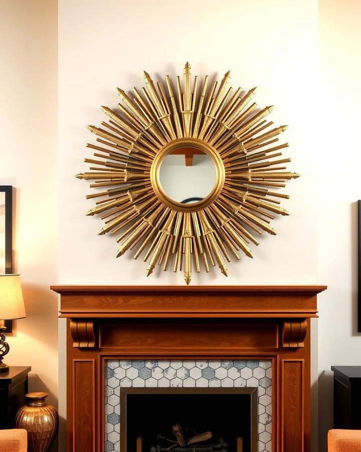 Sunburst Mirror for a Bold Statement - 25 Mirror Over Fireplace Ideas